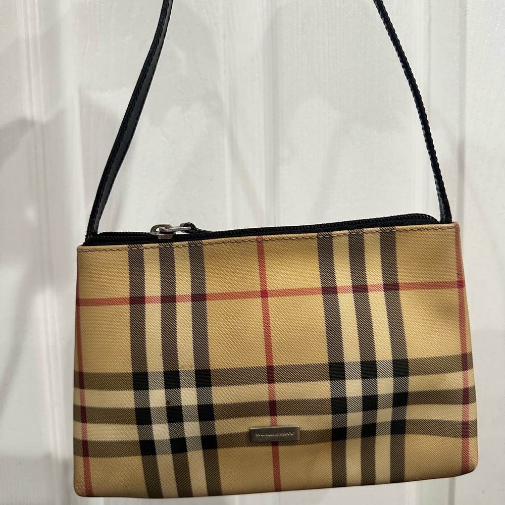 Authentic Burberry Plaid Shoulder Bag in Beige